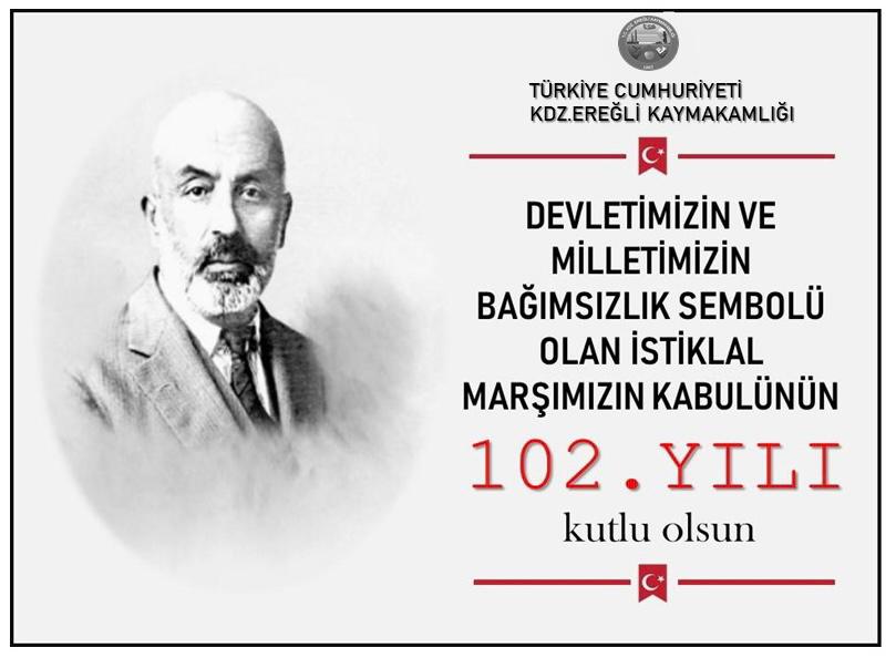 Sayın Kaymakamımız Mehmet YAPICI’nın “12 Mart İstiklal Marşı'nın Kabul Edildiği Günü ve Mehmet Akif ERSOY'u Anma Günü” Mesajı
